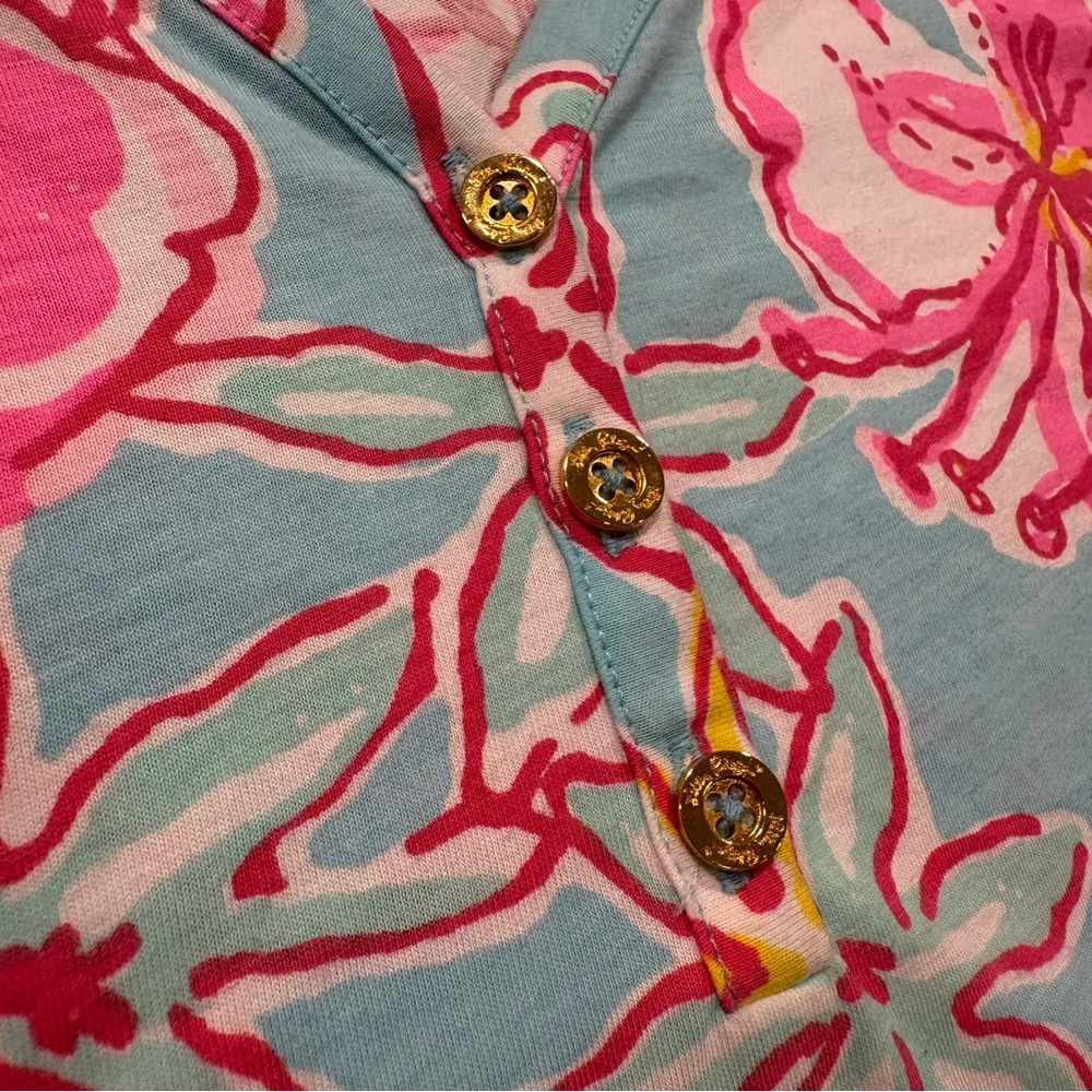 Lilly Pulitzer Women’s Long Sleeve Cotton Casual Dress Turquoise Pink Sz XXS - Picture 2 of 7